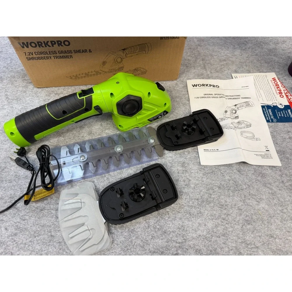 WORKPRO Cordless Grass Shear & Shrubbery Trimmer -2 in 1 Handheld 7.2V W125106AE